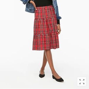 🌹 J.Crew Three-tier Tartan Midi Skirt